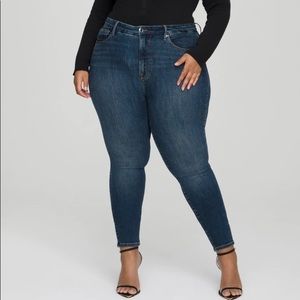 Good American Womens Good Legs Deep V High Waisted Jeans Blue609 Size 22